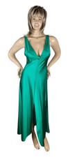 Vintage Vanity Fair Kelly Green Nylon Satin Lingerie Maxi Nightgown Slip Dress M