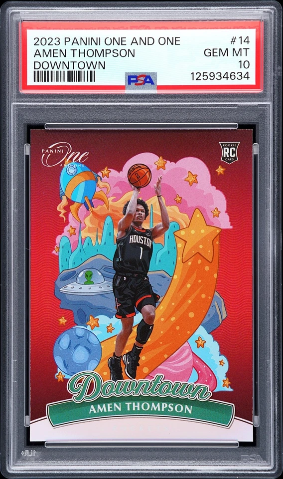 2023 PANINI ONE & ONE DOWNTOWN #14 AMEN THOMPSON ROOKIE RC PSA 10