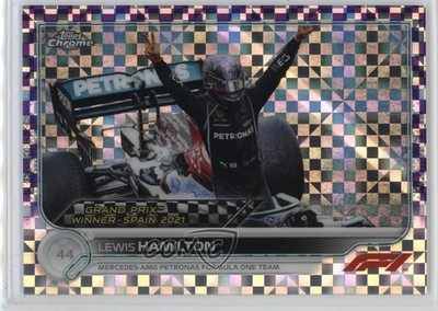 2022 Chrome Formula 1 Purple Checker Flag Refractor 80/199 Lewis Hamilton 0g3o