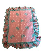Vintage Disney Minnie Mouse Pillow Sham Standard 1990s Pink Polka Dot Ruffles