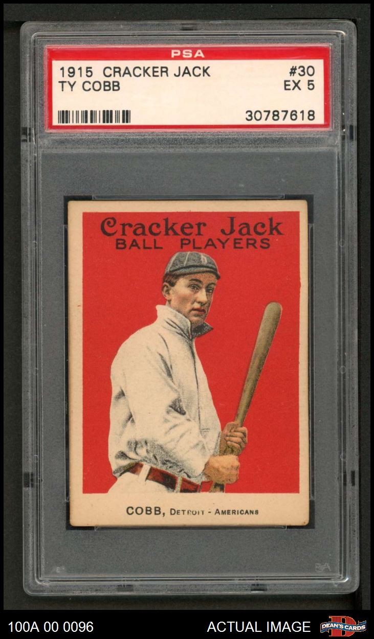 1915 Cracker Jack #30 Ty Cobb Tigers HOF PSA 5 - EX