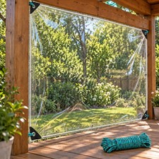 Clear Tarp with Grommets, 14 Mil PVC, Heat-Welded, 12x18 FT