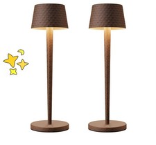 Sleek Cordless LED Table Lamp Set of 2 Rechargeable Battery 3-Color Dimmable
