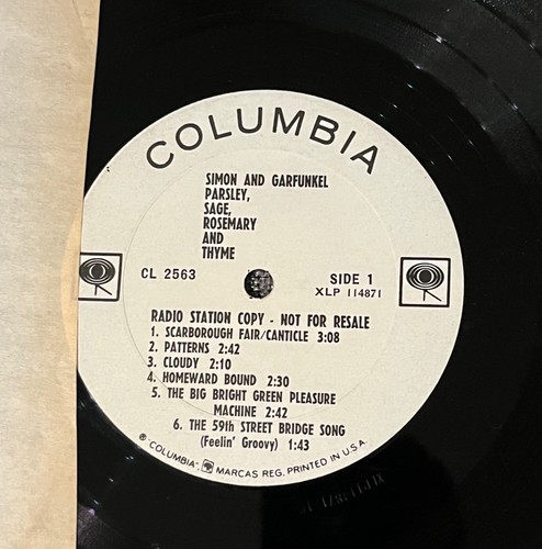 Simon & Garfunkel Parsley Sage Rosemary Thyme LP Columbia CL 2563 PROMO w/TIMING - Picture 4 of 4