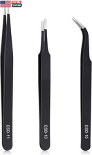 3PCS Precision Tweezers Set, Upgraded Anti-Static Stainless Steel of Tweezers, f