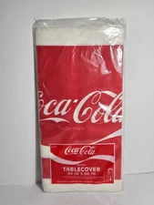 Vintage Coca Cola Paper Tablecloth Cover 54x96" Disposable NOS
