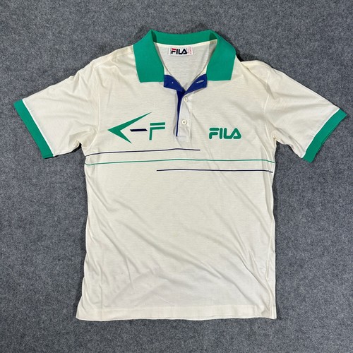 VTG Fila Tennis Mens Polo Shirt 80s/90s Teal Blue Made In Italy - Size 40