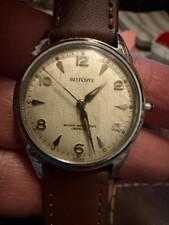 Vintage Belforte Swiss Manual Wind Mechanical Watch Champagne Dial Steel Back