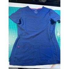 Heartsoul Break On Through Women Royal Blue V-Neck Scrub Top S HS641 NWT