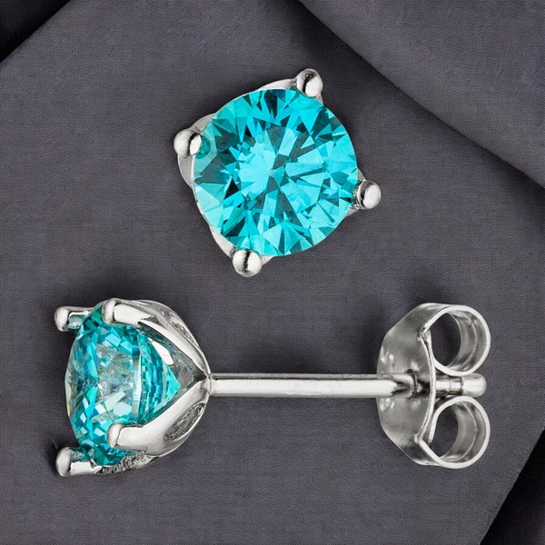Ohrstecker 925 Sterling Silber 2 Zirkonia TüRkis Hellblau Blau Ohrringe-image