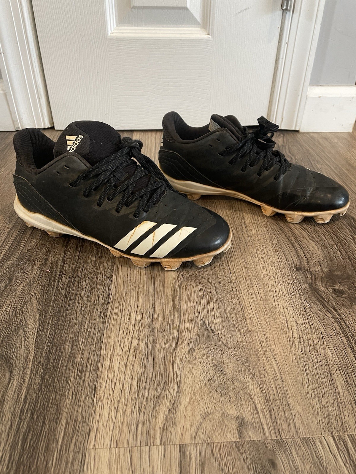 adidas Baseball Cleats Youth Size 4.5 Medium Width Black White