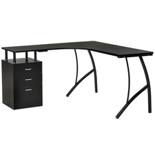 Office Desk Workstation Corner Computer Desk Table Drawer L Shape Black