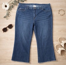 Bobbie Brooks Dark Wash Raw Hem Wide Leg Stretch Crop Jeans Size 24