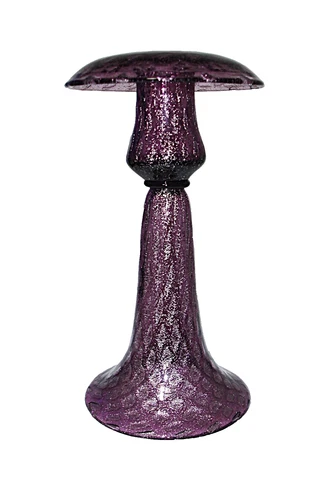 Steuben Plum Silverina Art Glass Candlestick