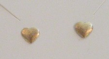 Vintage 14K Brushed yellow gold Heart post/stud earrings, slightly puffy