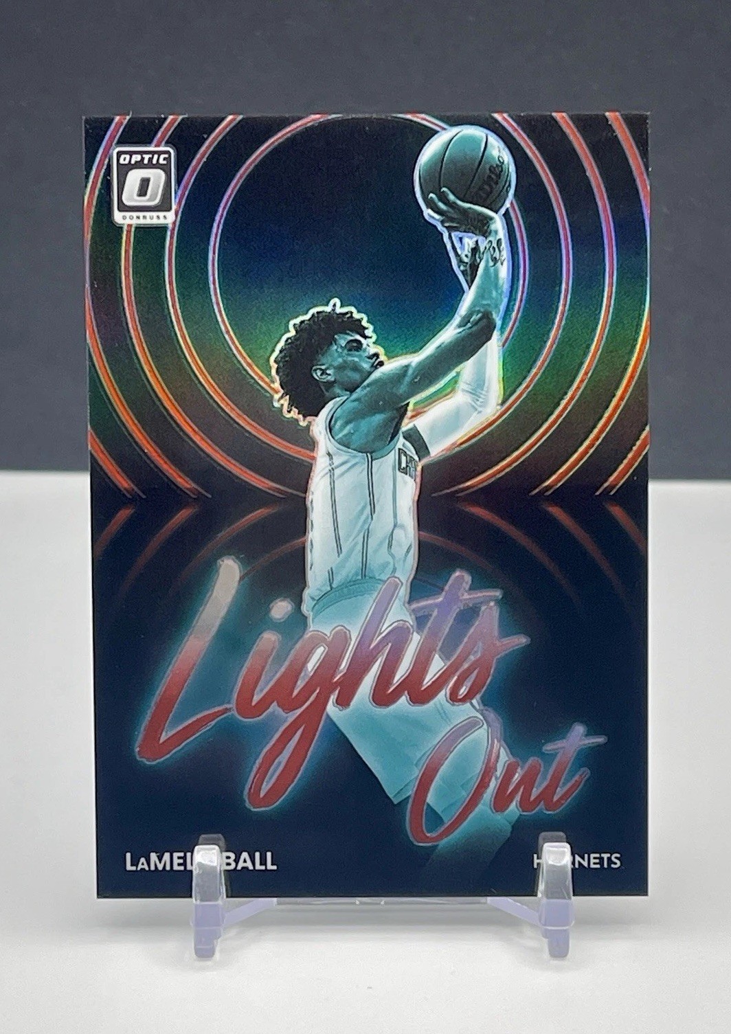 2022-23 Donruss Optic Lights Out LaMelo Ball Red Prizm #/99 Hornets