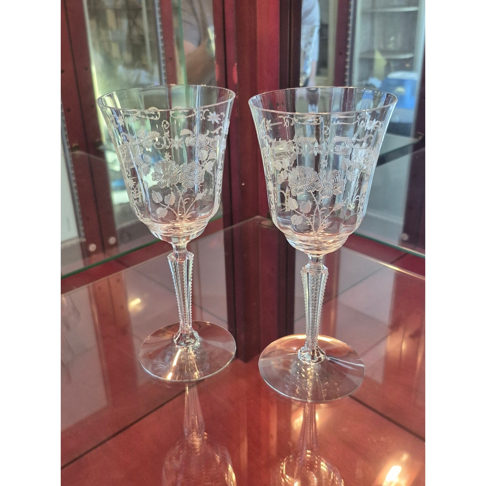 Fostoria Midnight Rose Water Glasses Etched Vintage Fine Quality 1933 ...