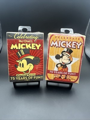 Lot 2 Celebrate Mickey Mouse 75 Years of Fun Playing Cards Bicycle Disney Cards