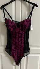 New With Tags Fredericks Of Hollywood Sheer Lace Bows Teddie Lingerie XL