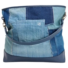 #DG2 by Diane Gilman Patchwork Bucket Bag—Denim Patchwork