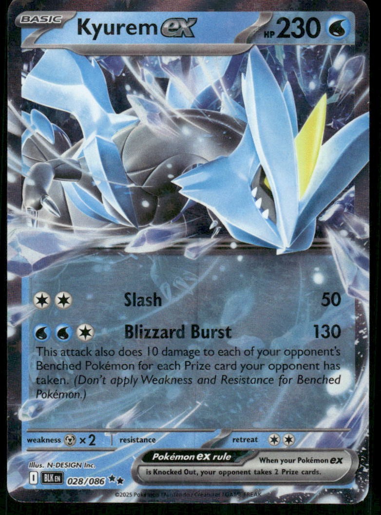 Kyurem ex 028/086 Double Rare Holo NM Pokemon SV: Black Bolt