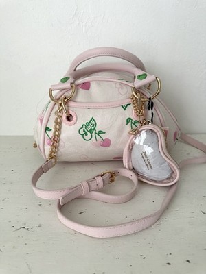 New Release Juicy Couture Velour Retro Juicy Cherry Satchel Bag Purse Pink Y2K