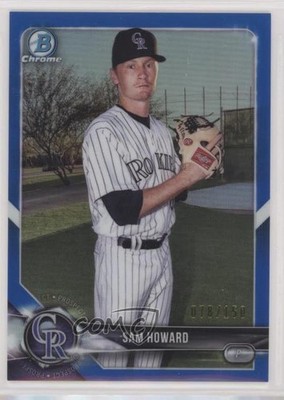 2018 Bowman Chrome Prospects Blue Refractor 78/150 Sam Howard #BCP109 1u6