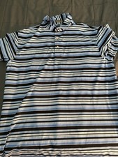 Peter Millar Summer Comfort Men  s Striped Polo Shirt Blue Black White Size L