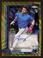 2025 Topps Chrome #RA-JSA Javier Sanoja Gold Wave Refractor Rookie Auto /50