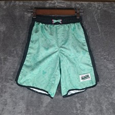 Disney Mickey Mouse Kids Swim Trunks Mint Green Black Board Shorts 9/10 NO TAG