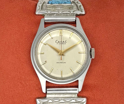 Vintage Coral Swiss 17J Mechanical/Native American Style Flex