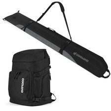 Ski Bag and Boot Bag Combo, Padded Ski Bags for Air Travel, Snow Black  Grey