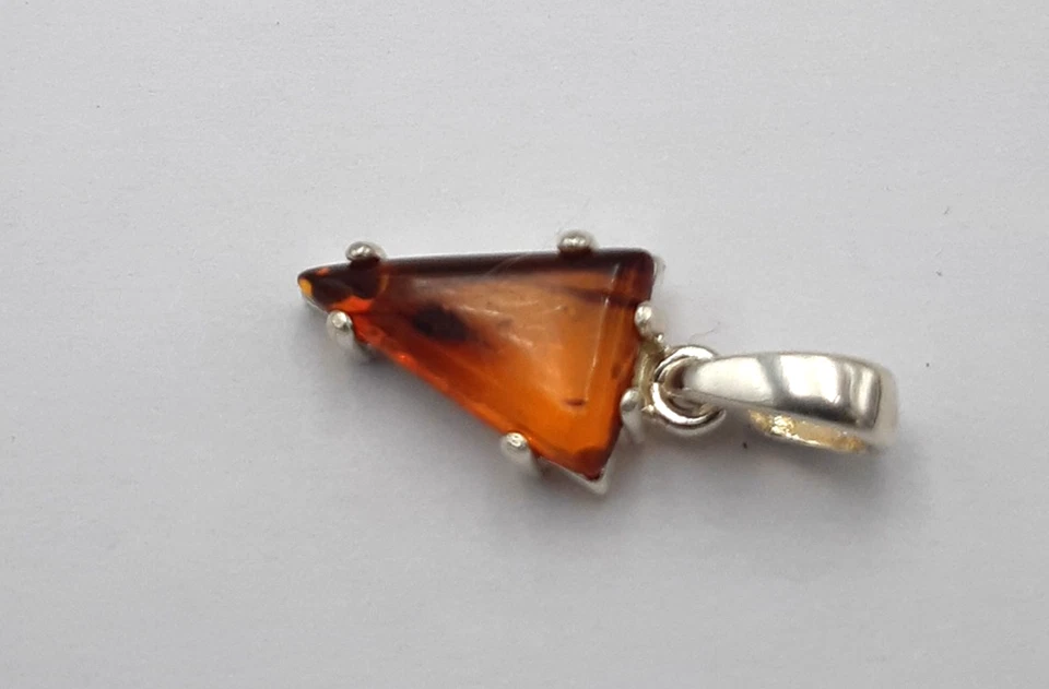Pendente In Design Di Ambra 925 Argento Sterling Collana Dalla Lituania - Immagine 4 di 4