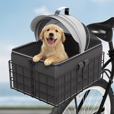 Dog pet Bike Basket for Rear Rack Detachable Dog Carrier for Bicycle with Safety