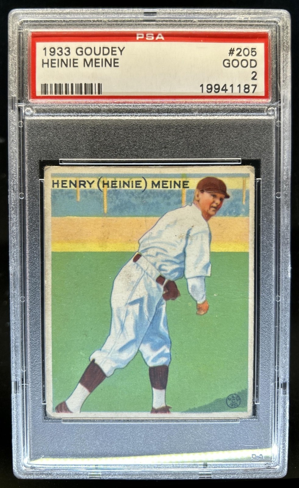 1933 Goudey R319 Heinie Meine Rookie RC #205 Pirates PSA 2