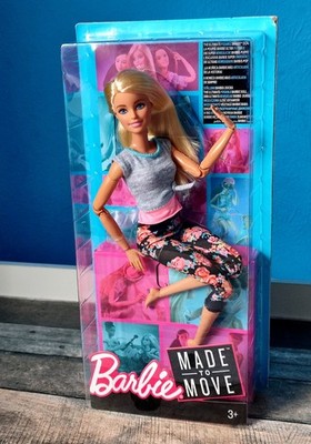   Seltene Barbie Made to Move Yoga Blonde Haare Puppe Flowery Leggins, Neu  