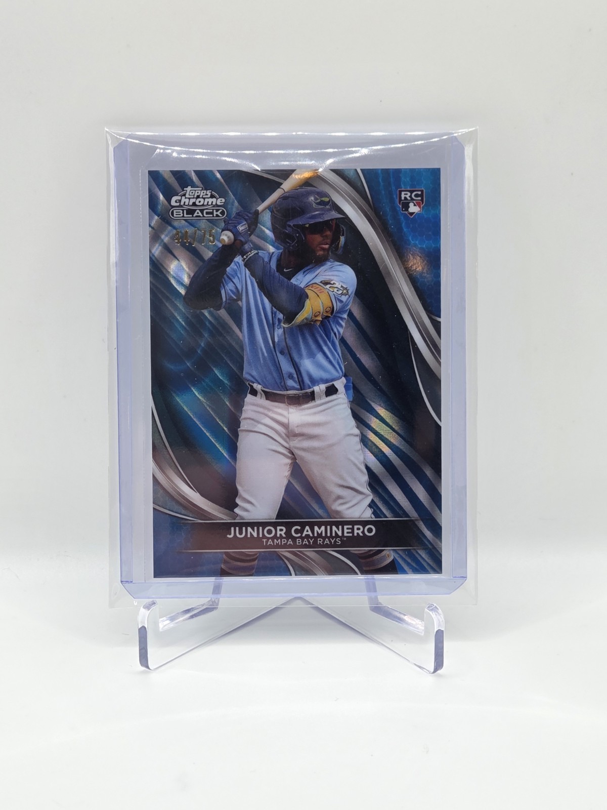 2024 Topps Chrome Black - Junior Caminero #78 Blue Refractor /75 (RC)