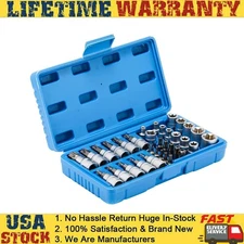 34pcs Torx Star Sockets & Bit Set Male Female E-torx Security Bits 3/8 Drive USA