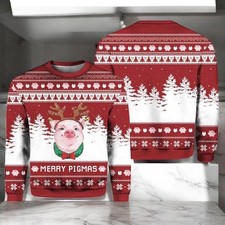 Merry Pigmas 2025 Ugly Christmas Sweater,Cute Pig Lover Xmas Top Gifts
