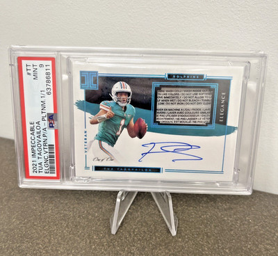 2021 Panini Impeccable Tua Tagovailoa Laundry Tag Auto ONE OF ONE 1/1 PSA 9