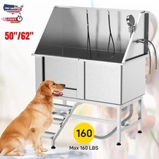 50"/62'' Pet Dog Grooming Tub w/ Stair  Ramp Profession Stainless Steel Bathtub