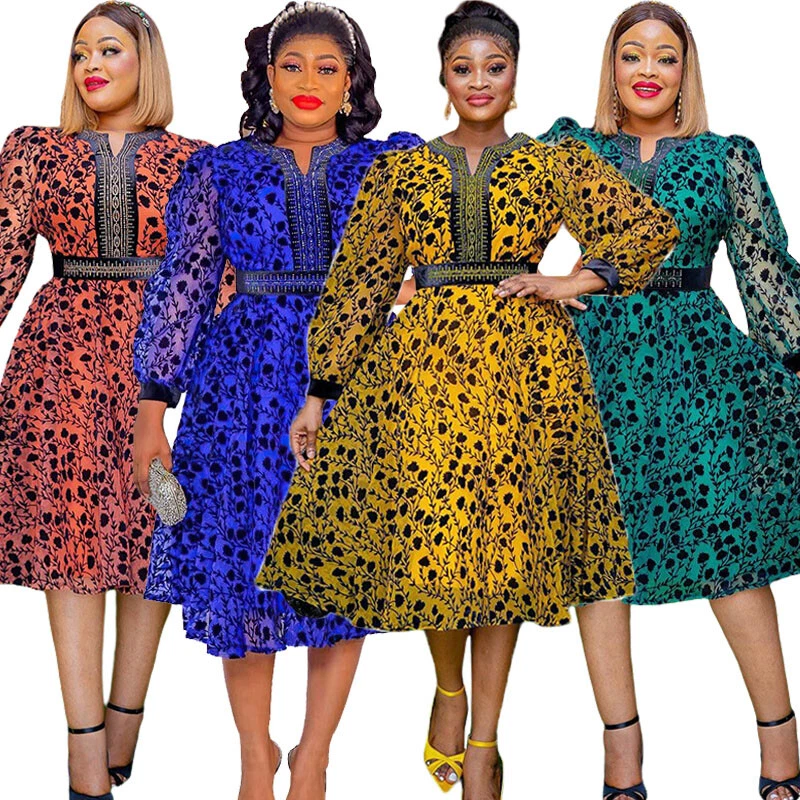 Knee length african print cheap dresses