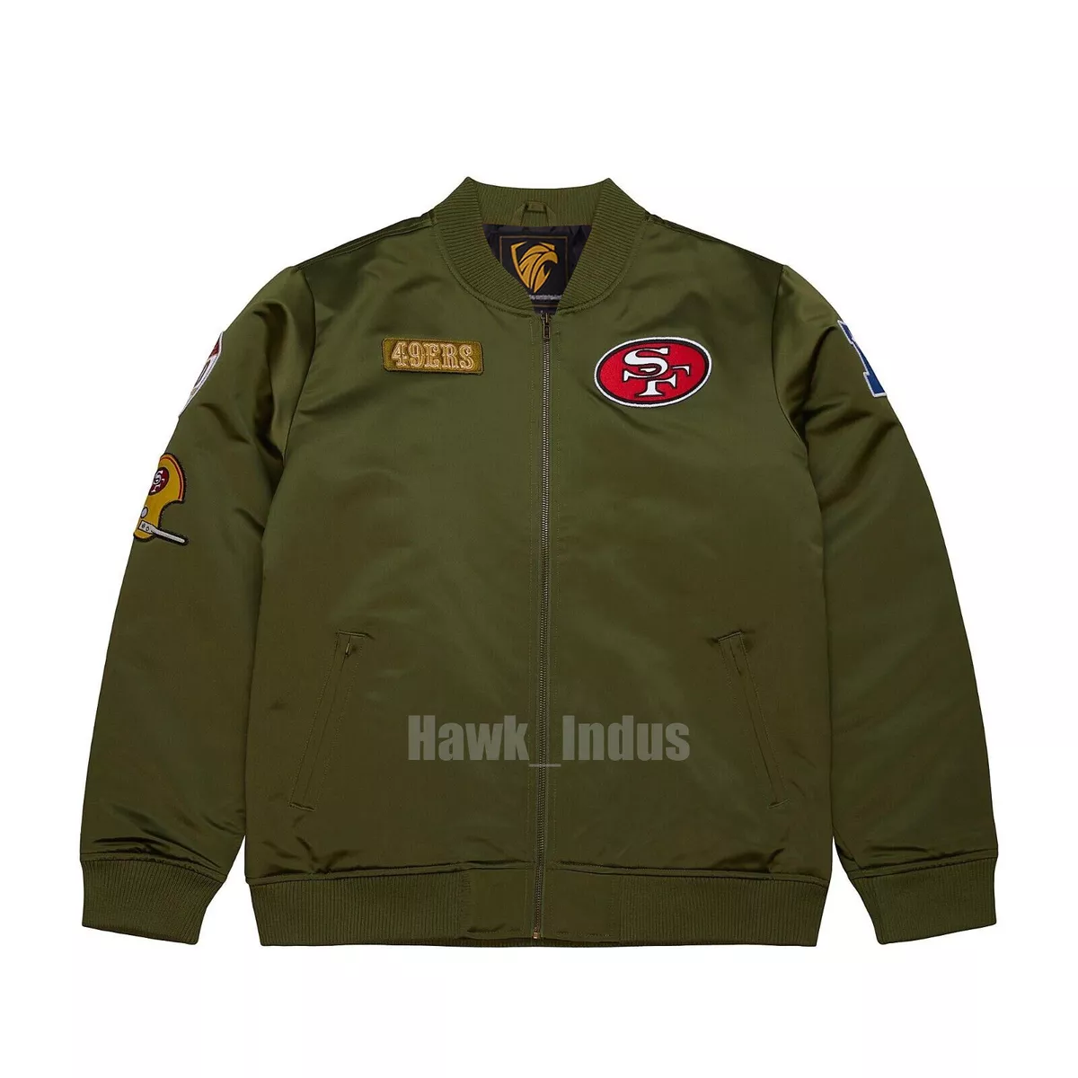 Mitchell & Ness San Francisco 49ers Satin Bomber Jacket Olive Green -  Billion Creation