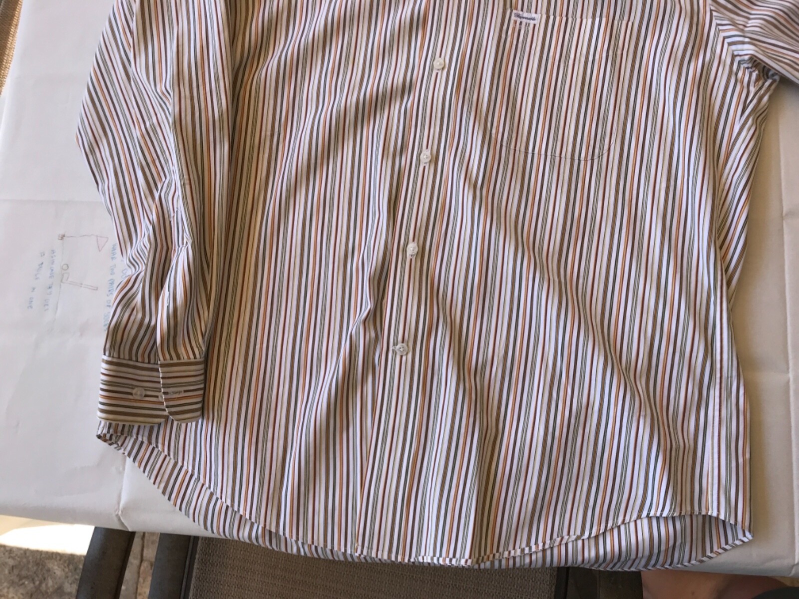 Faconnable Multi Color Stripes  Button Front Long… - image 3