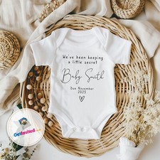 Personalised Baby Grow Vest, Pregnancy Announcement, Baby Surname, New Baby Due