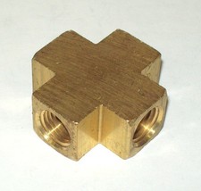 3/8 NPT Brass Cross Fitting - Female Brass Pipe Fitting 4 Way. Air, Fuel,Water