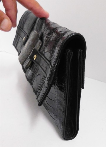 R&Y Augousti Black Genuine Ostrich Stingray Skin Clutch Bag - 第 3/5 張圖片