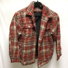 Aelfric Eden Womens Red Beige Oversized Vintage Plaid Jacket Size Large