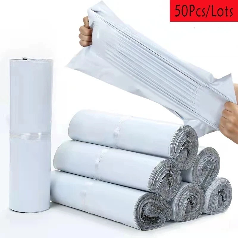 6 1/2x11 1/2 Poly Mailers Shipping Envelope Plastic Sealing Storage Bags White - Image 2 of 4