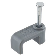 Image of Pack 15 x 6mm Twin & Earth Grey Cable Clips Mains Power Cable Wall Wire Clip